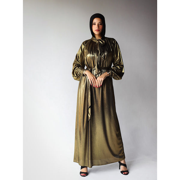 Golden metallic maxi dress