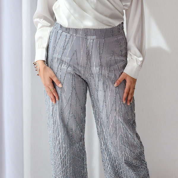 Grey tulle glittering pants