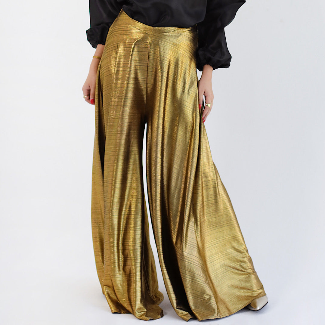 Golden metallic wide leg pants – The Gallery