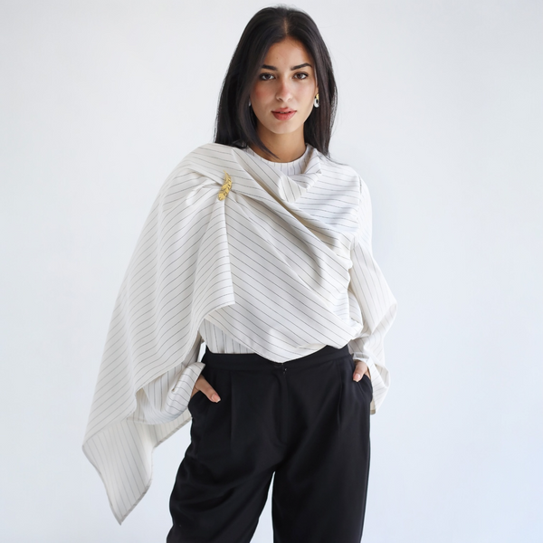 Stripped scarf blouse