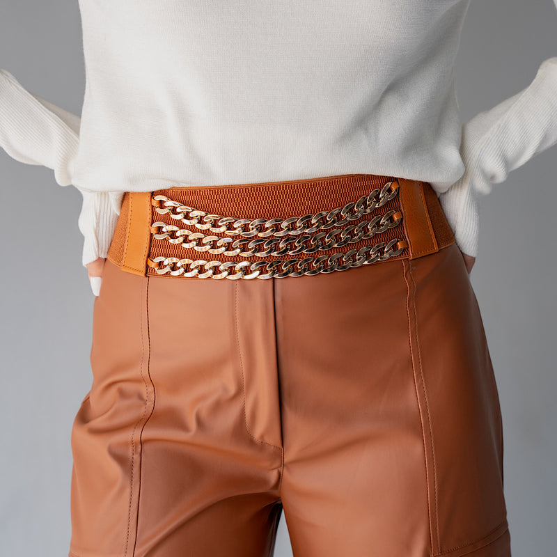 Elastic chain waist belt
