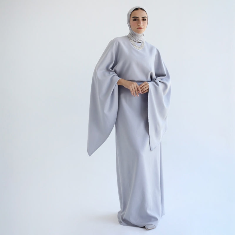 Wide sleeve silver dress
