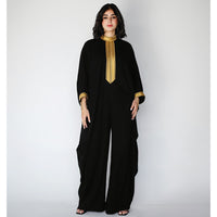 Black dropped crotch embroidered jumpsuit