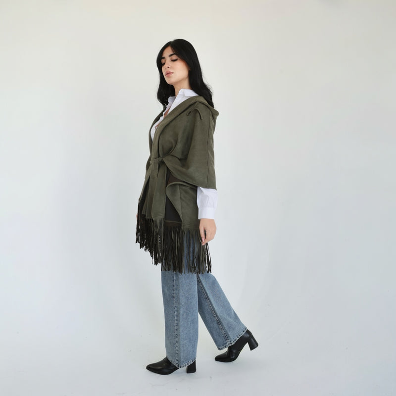 Dark olive suede cardigan