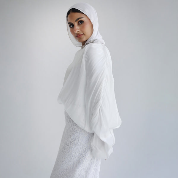 Ruched sleeve organza blouse