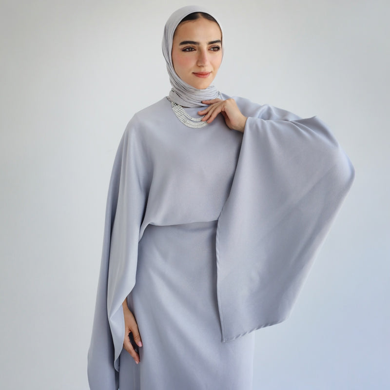 Wide sleeve silver dress