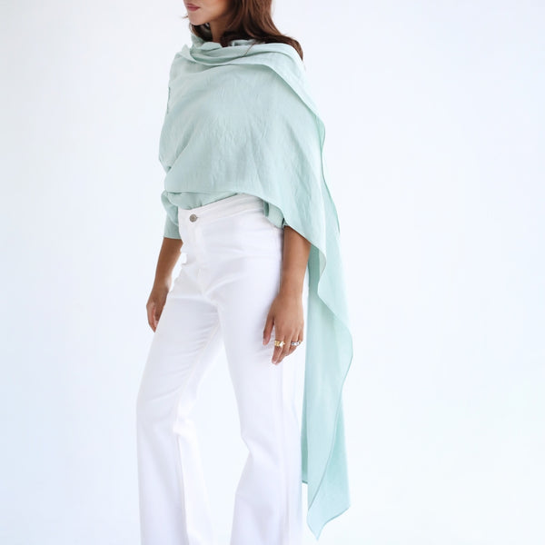Mint green scarf blouse