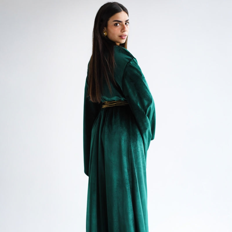 Dark green wrap kaftan