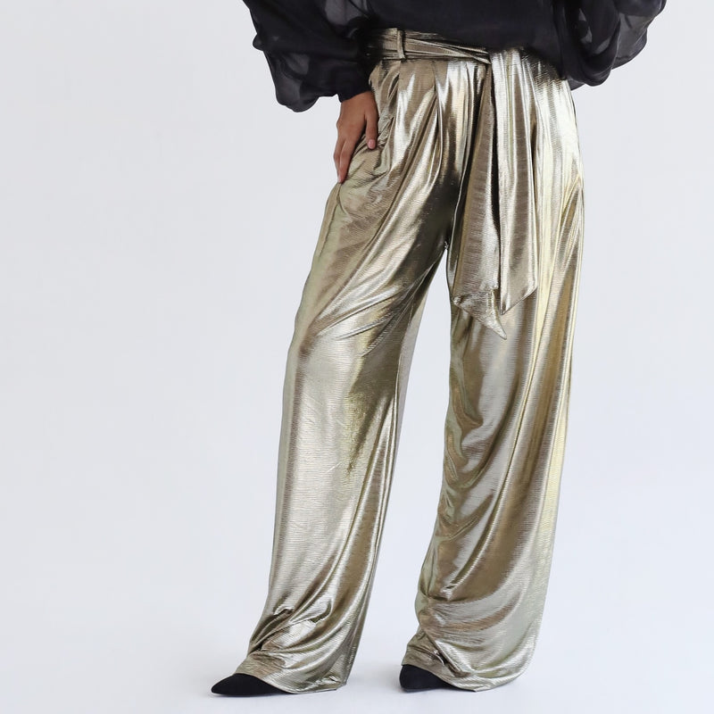 Golden waist tie pants