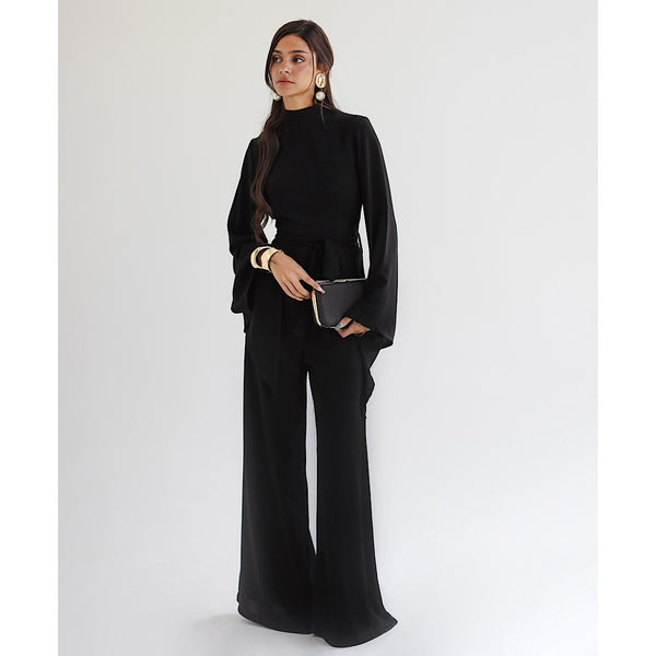 Black wide flare sleeve jumpsuit