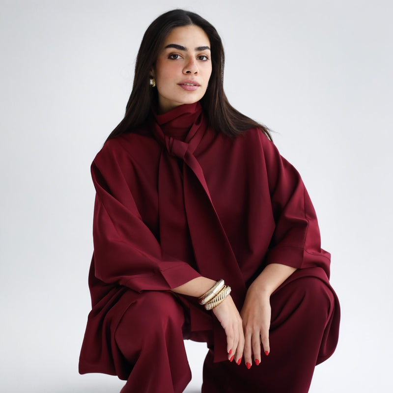 Tie neck oversized jumpsuit