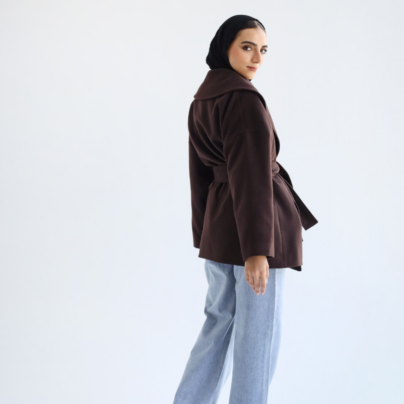 Brown wide collar jacket