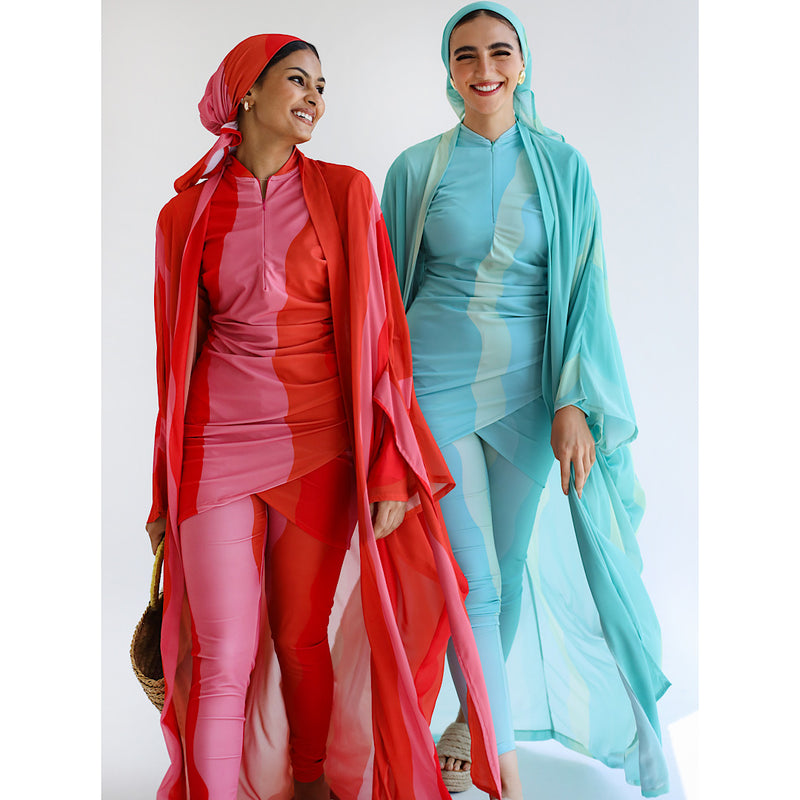 Abstract orange burkini set