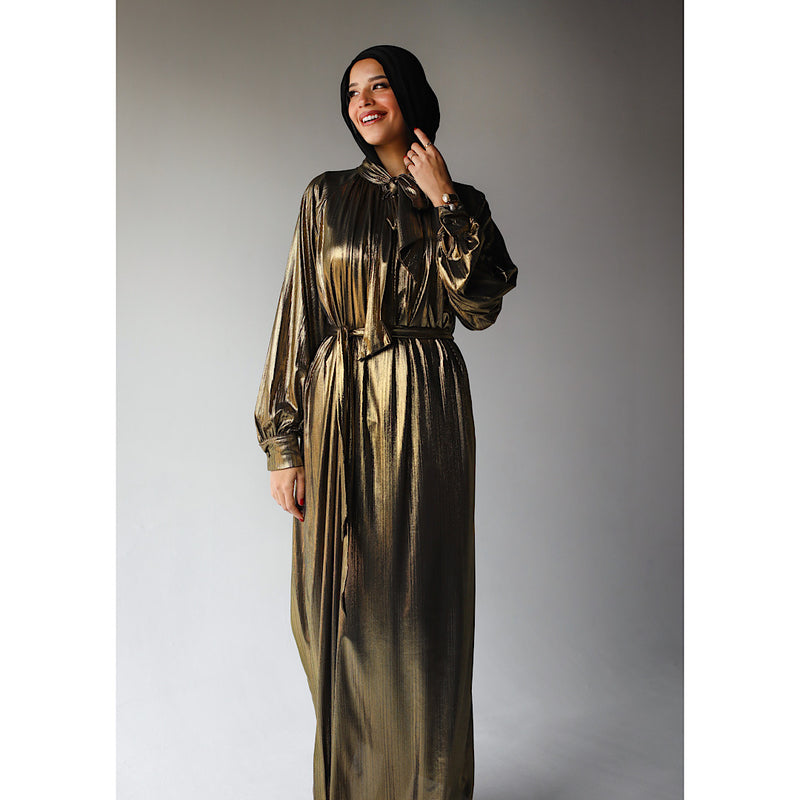 Golden metallic maxi dress