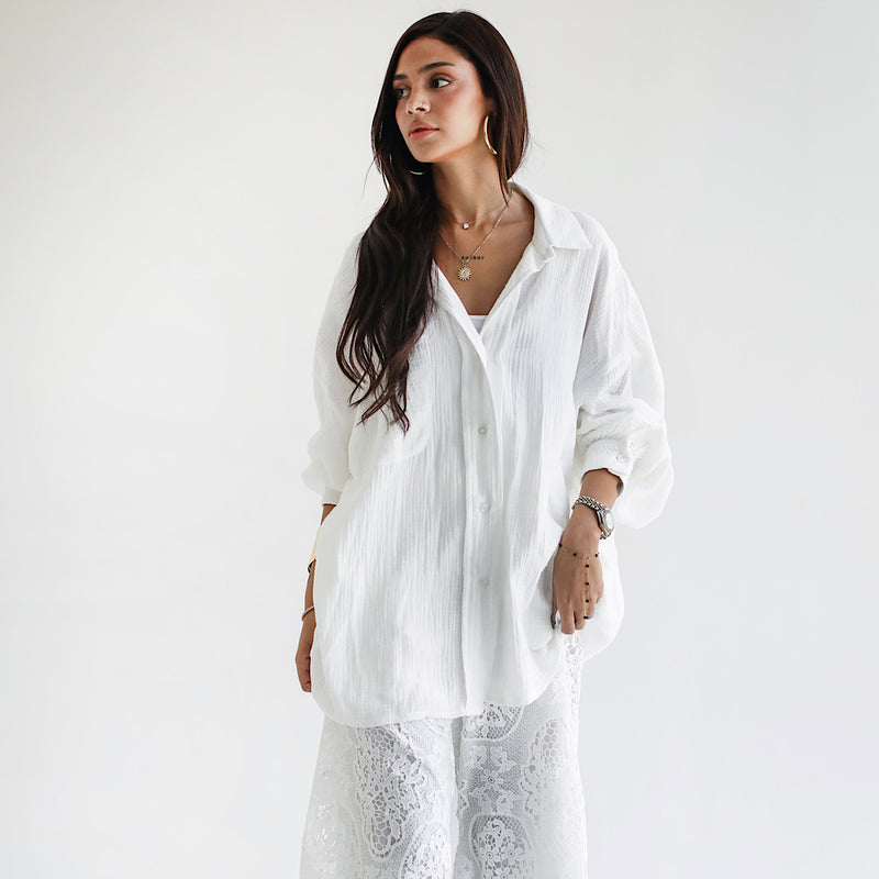 crinkled cotton loose shirt