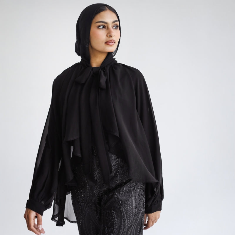 Tie neck flowy blouse