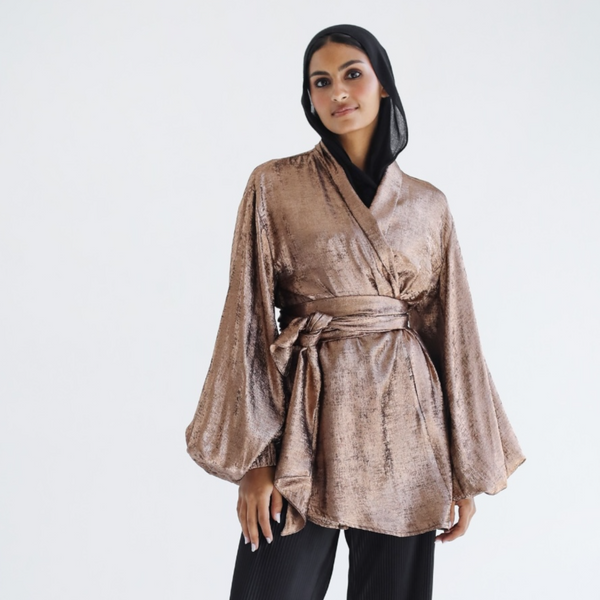 Copper double breasted blouse