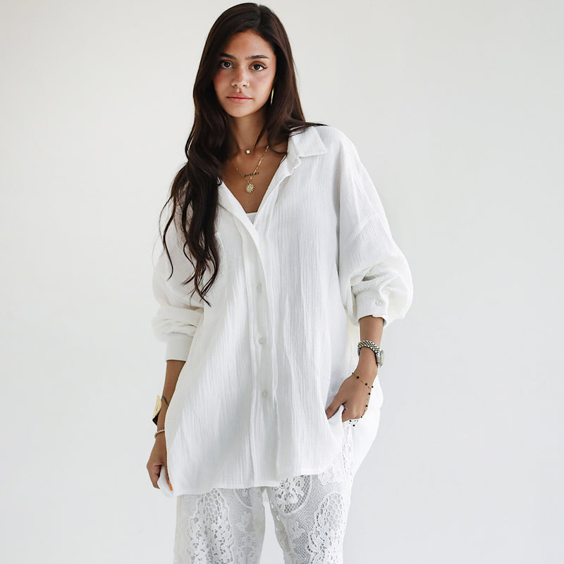 crinkled cotton loose shirt