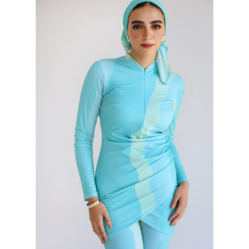 Abstract blue burkini set