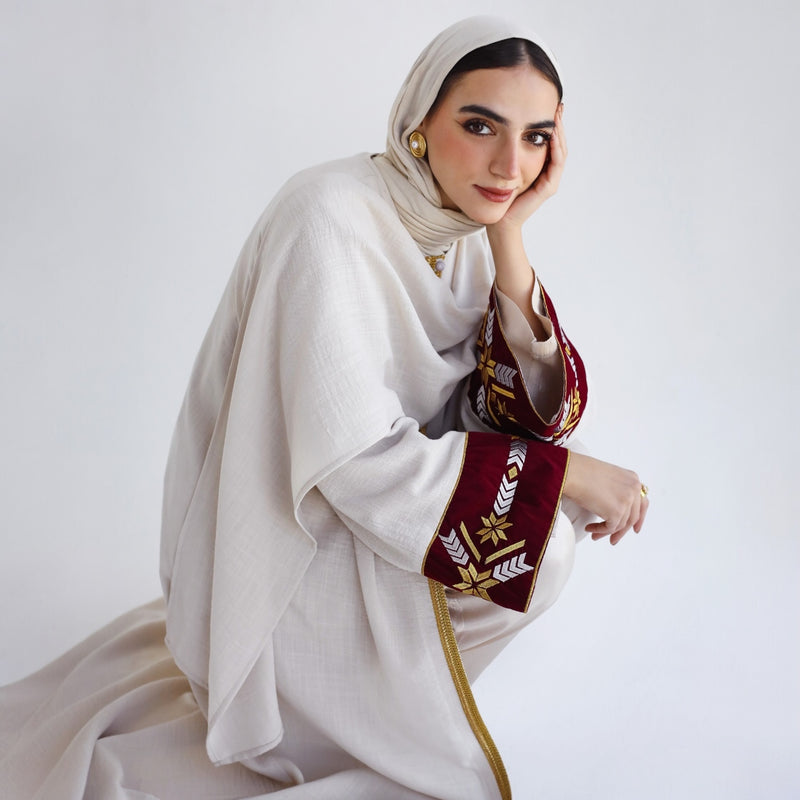 Linen blend neck scarf kaftan