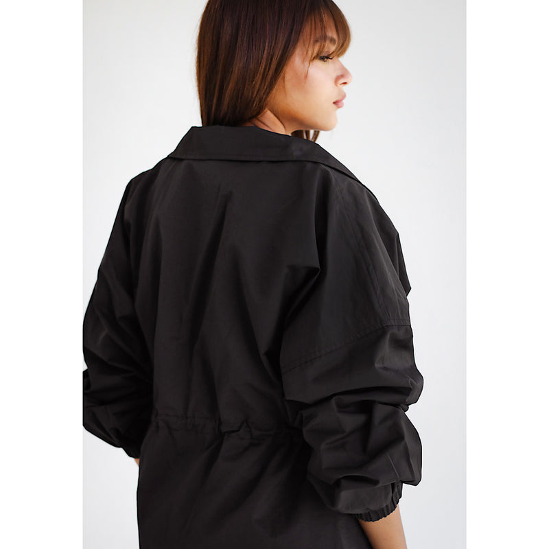 Black zipped waterproof jacket