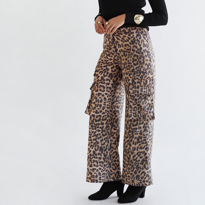 Leopard wide leg pants