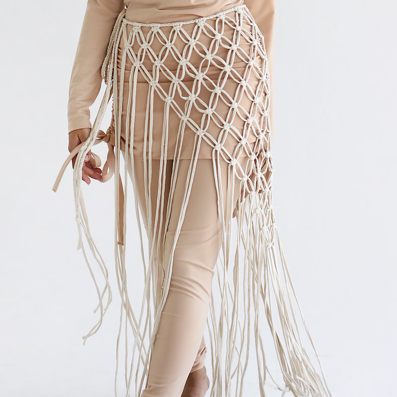 Beige Open stitch wrap skirt