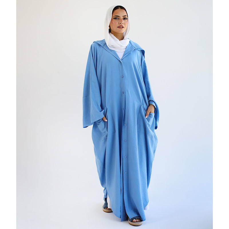 Light blue hooded kaftan