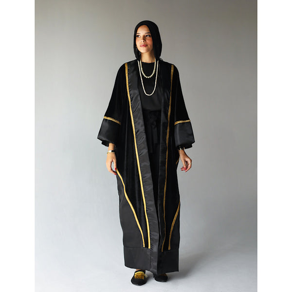 Organza & velvet embroidered abaya