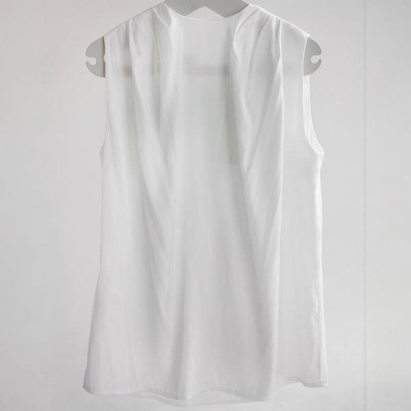 White Satin draped sleeveless top