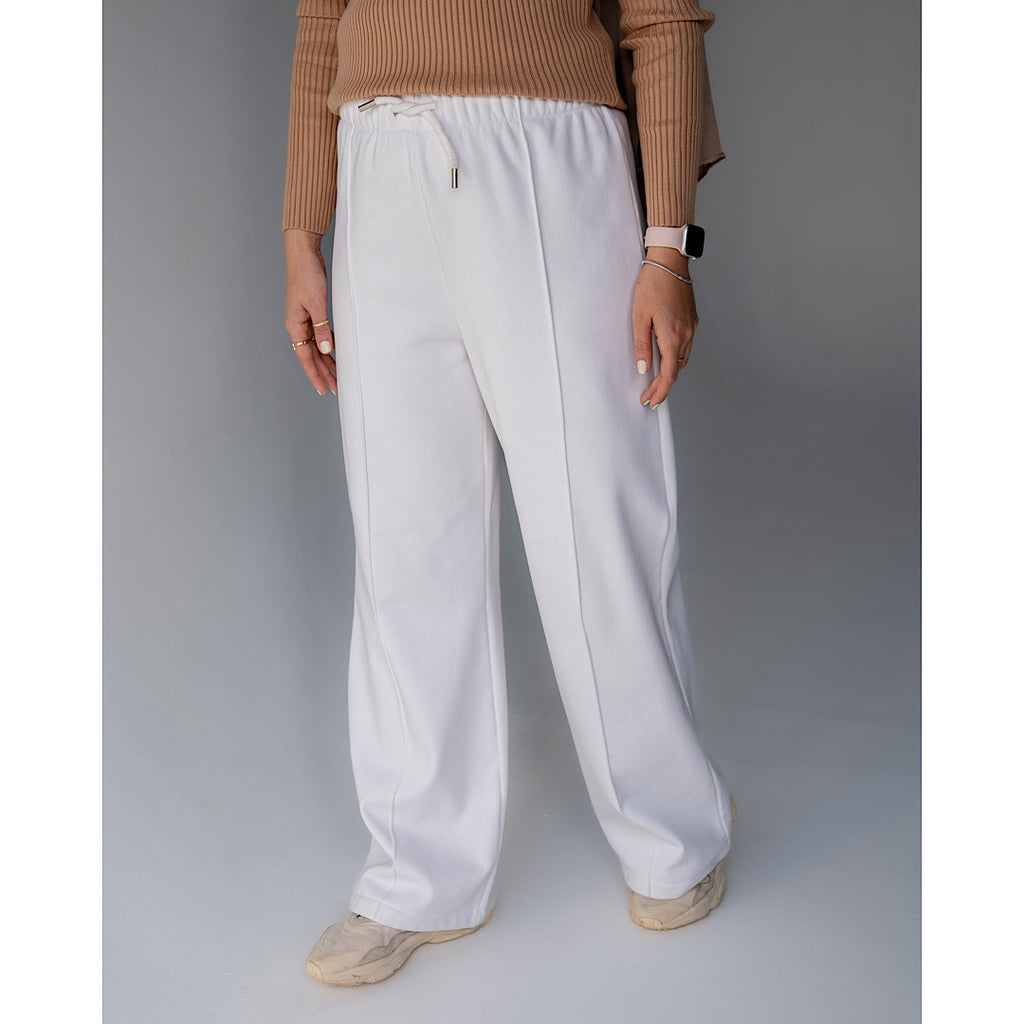 White wide best sale leg track pants