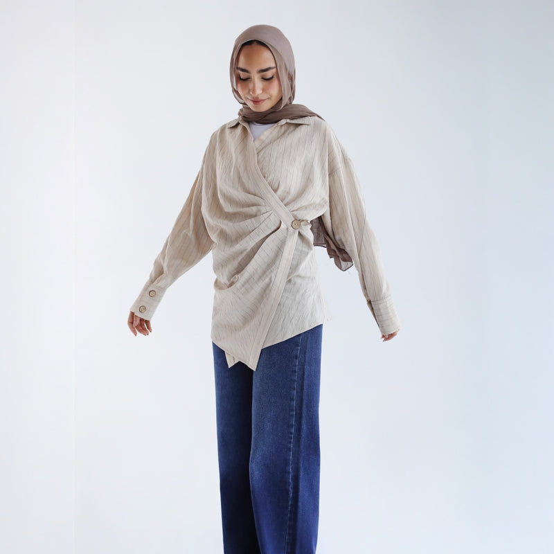 Linen double breasted blouse