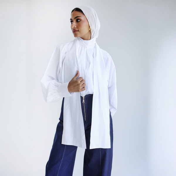 poplin necktie blouse