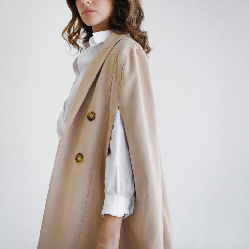 Beige suede cape