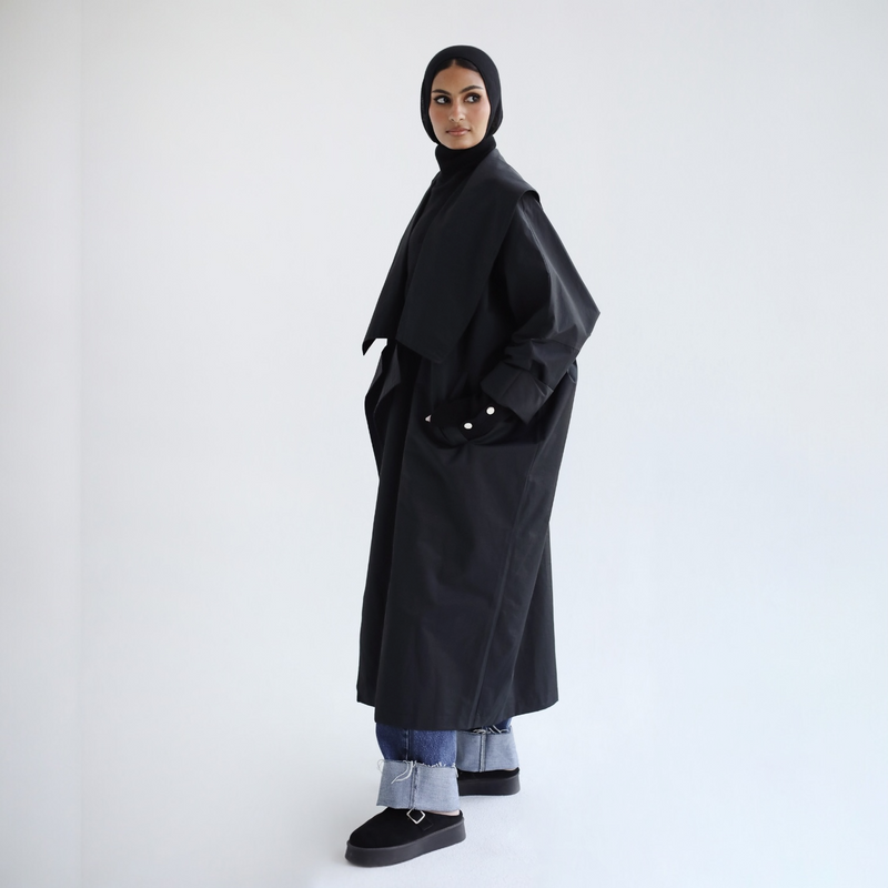 Black oversized long cardigan