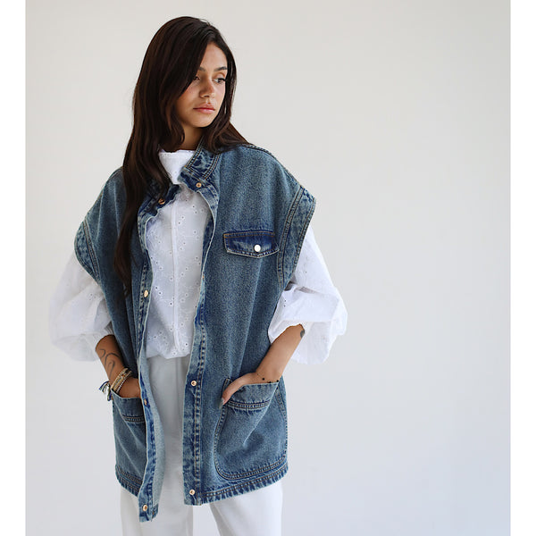 Denim oversized vest