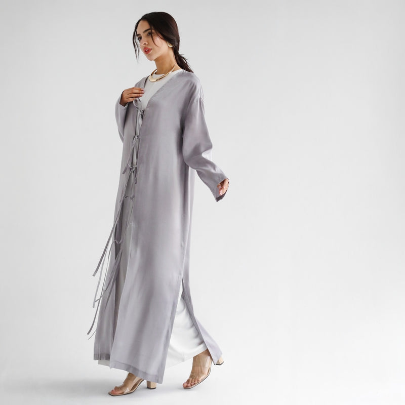 Tie up long kaftan cardigan