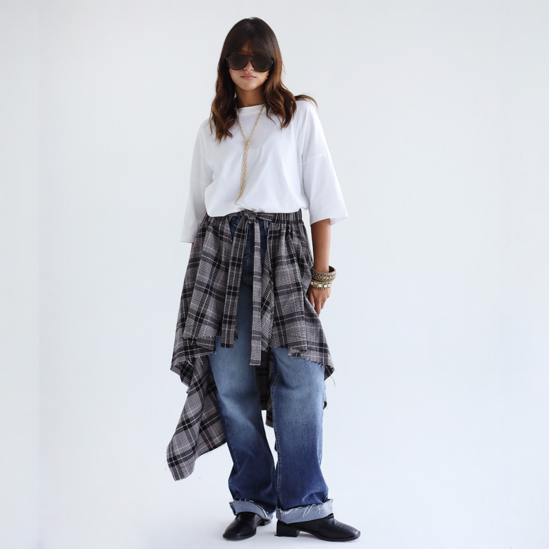 Plaid waist skirt