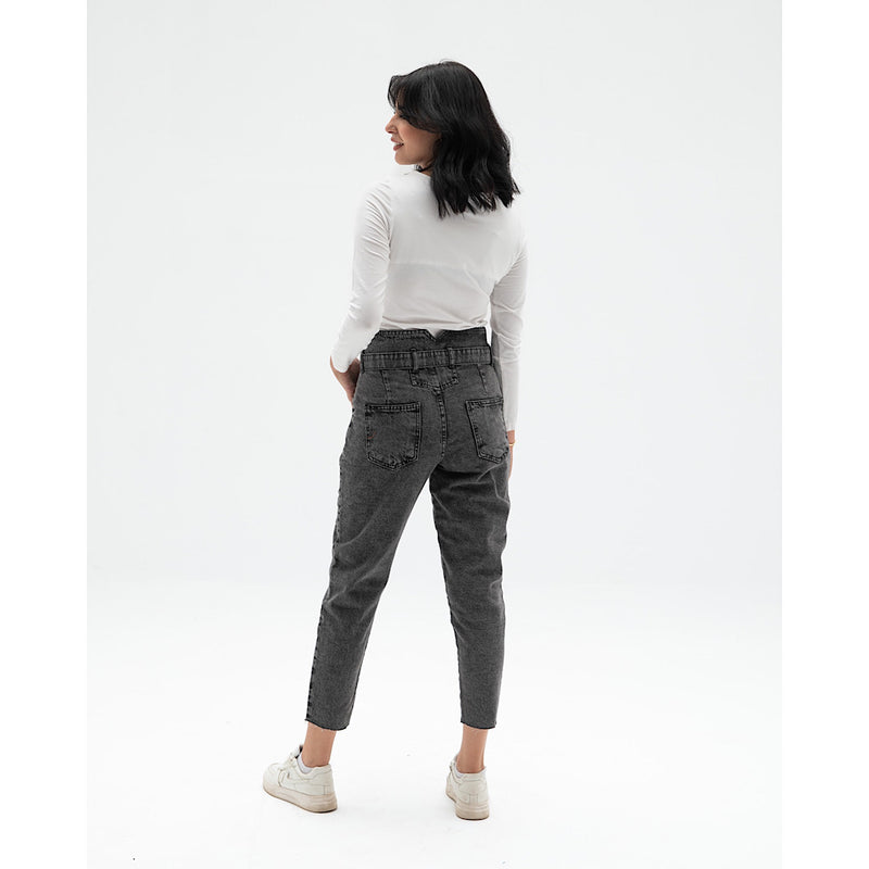 Grey high waisted mom fit pants