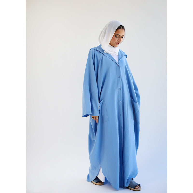 Light blue hooded kaftan