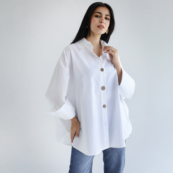 White poplin oversized shirt
