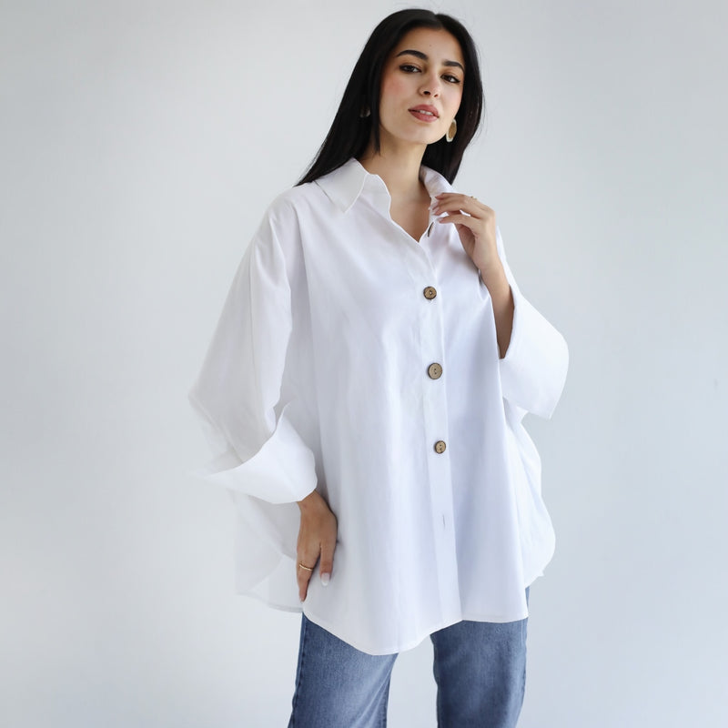 White poplin oversized shirt