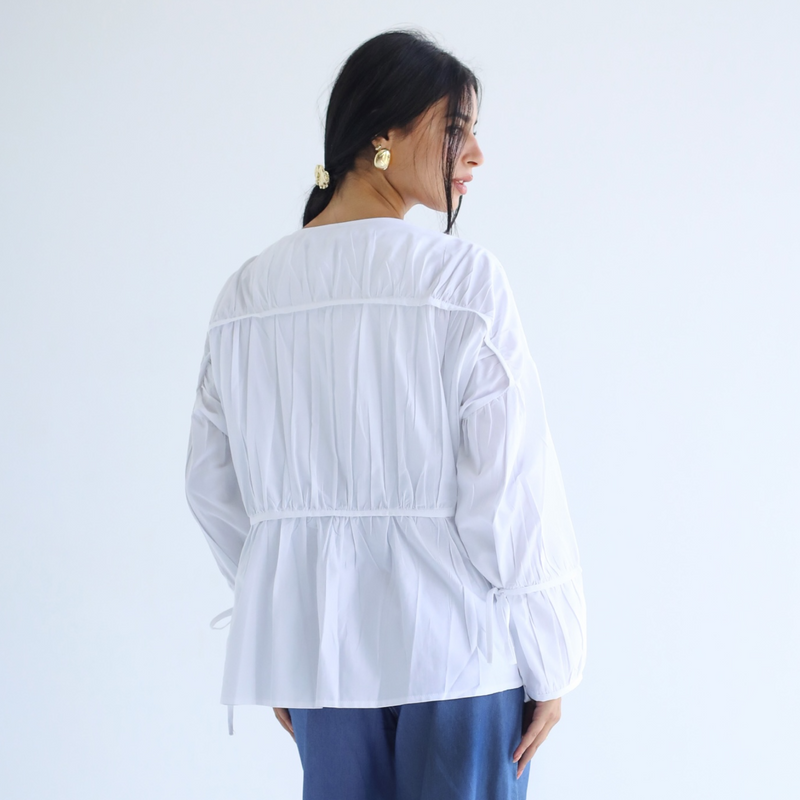 Layered tie front blouse