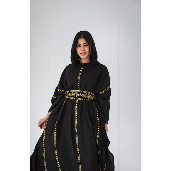 Bedouin linen blend kaftan dress