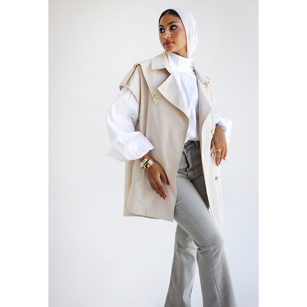 Beige trench waistcoat