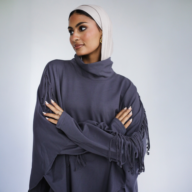 Turtle neck fringed set