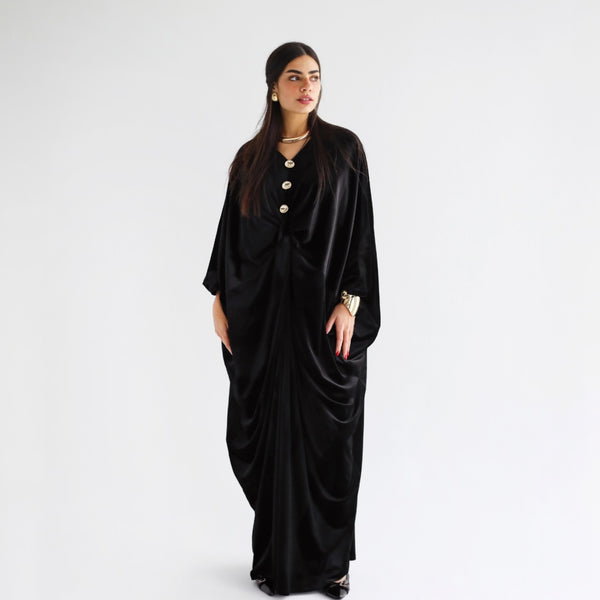 Velvet draped kaftan dress