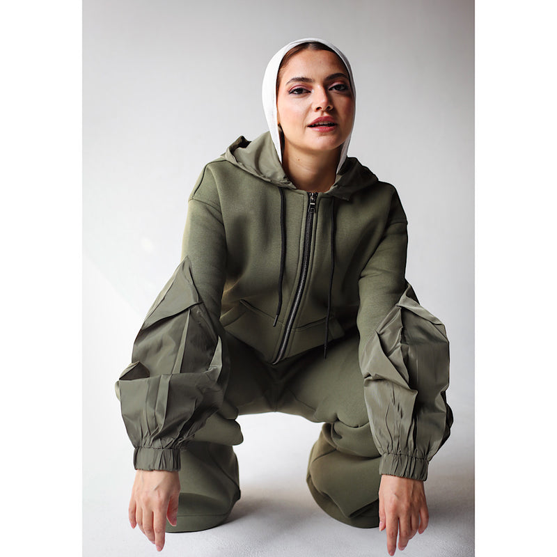 Olive milton zipped co-ord set