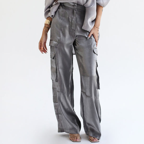 Side pocket shimmering pants