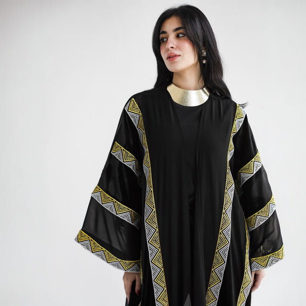 Chiffon & velvet bisht kaftan